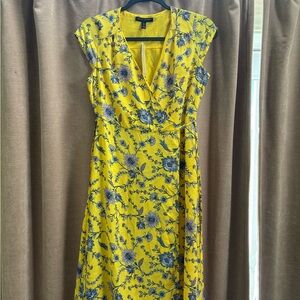Floral Yellow Wrap Dress